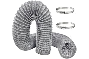 KELAV Tubo di Ventilazione Flessibile 100mm x 3m in Alluminio PVC con 2 Morsetti in Acciaio - Condotto per Aspirazione Aria, Cappe Cucina, Asciugatrici, Condizionatori Portatili e Idroponica