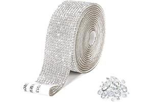 EMHTHME 3 Yarda Cintas Autoadhesivas de Diamantes, Cinta autoadhesiva de diamantes de imitación de cristal, Bricolaje Rollo de Cintas de Diamantes Brillantes, para Manualidades, Decoraciones de Coche Móvil