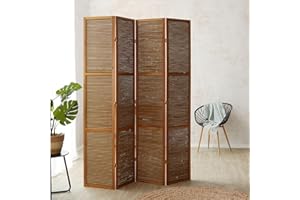 ‎HOMESTYLE4U Homestyle4u Paravent Raumteiler in XL Größe, Bambus 4-teilig, Faltbar, 2m Höhe, Holz Braun, Sichtschutz Trennwand für Wohnzimmer