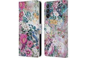 Head Case Designs Licenciado Oficialmente Riza Peker Pájaros Florales Carcasa de Cuero Tipo Libro Compatible con Samsung Galaxy A15