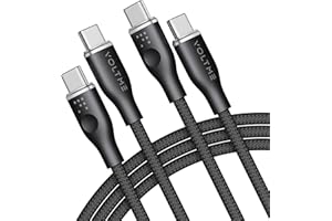 VOLTME Set di 2 Cavo USB C a USB C PD 5A 100W Nylon Intrecciato 1.80m, RUGG USB-C Tipo C Cavo di Rapida Compatibile con MacBook, MateBook pro, Pixel 7/6 Pro/5/4XL, iPad Pro, Galaxy, ecc. (nero)