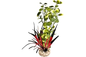 Tyrol - Pianta d'Acquario artificiale - Decorazione per Acquario - Pianta in plastica su base - Pianta d'appartamento Lotus - Ancoraggio facile sul fondo dell'Acquario - Made in France