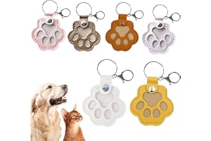 GEVECORI 6 Stücke Tierhaar Erinnerung Schlüsselanhänger Katze Hund, Schlüsselanhanger Leder, Aufbewahrungsbox für Tierhaare，Pfotenabdruck Tierhaar-Aufbewahrungstasche Medaillon, Gedenkgeschenk für Hunde Katzen