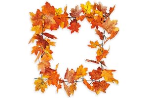 Höstlöv girlang, konstgjorda lönnlöv höstdekorationer, 1,6 m längd höst girlang Thanksgiving halloween dekorationer för dörr öppen spis