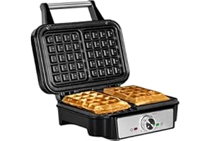 ZEEGMA GOFREE CHEF Gaufrier Haute Puissance 1200 W pour Gaufres Belges, Double Revêtement Antiadhésif, Contrôle de la Température, Indicateur de Cuisson, Gaufres Épaisses, Grille Profonde (CHEF)
