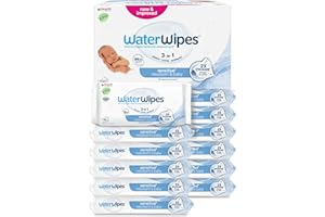 WaterWipes Sensitive+ Newborn & Baby Wipes, 720 Count (Pack of 12), 3-in-1 Cleans, Cares, Protects, 99.9% Water, Unscented