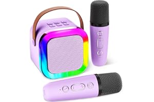 Aplsinvivi Mini Karaoke Machine for Kids, Portable Kid Karaoke Speaker with Wireless Microphone, Gifts for Girls Ages 4, 5, 6, 7, 8, 9, 10, 12 +Year Old Birthday Party, Purple