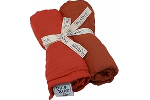 ‎PIC BEAR pic Bear Musselin Molton Tücher 80x80cm - Ultra-weiche Multitalente für Babyalltag: Spucktuch, Schmusetuch & mehr - 100% Baumwolle - 2er Pack (Rooibos Tea + Fiesta)