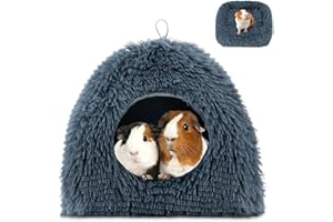Sbayool Warm Guinea Pig Bed, Cosy Plush Guinea Pig Hideout with Movable Pad, Guinea Pig Hideaway for Hedgehogs Chinchillas and Other Small Animals 28×28×22CM,Dark Grey