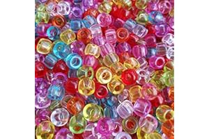 BALA&FILLIC Transparent Multicolor Mixed Craft Pony Beads Bulk in Bag, Acrylic Pony Pony with Smooth Surface Craft (1000pcs Size 6x9mm)