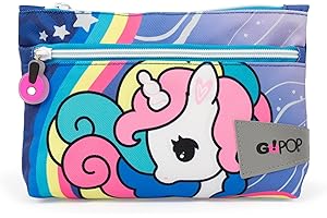 GO POP Maxi Bustina 2 Zip, Astuccio Piccolo Con Tirazip E Due Capienti Tasche Portapenne Bambina Per Elementari e Medie