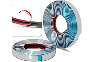 BRELET Moldura adhesiva decorativa de la pared, 2 piezas de acabado para paredes, longitud total 8 m. Acabado de espejo decorativo protector para muebles, puertas, coche. Tira autoadhesiva de 1,5 cm de ancho