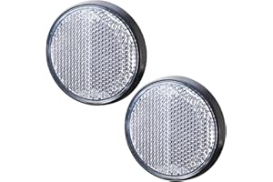 AGRISHOP 2Piezas Catadioptrico Moto Homologado E4 Redondo Blanco Pegado Adhesivo,Catadrioptico Caravana Φ60mm,Reflectante Reflectores Catadioptrico para Bicicleta Remolque(Redondo -Blanco-2Piezas)