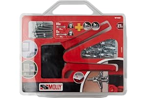 MOLLY Set med 20 fästpluggar – 10 pluggar 4 x 33 mm och 10 pluggar 5 x 36 mm + monteringstång, grå, set med 27 delar M71925-XJ