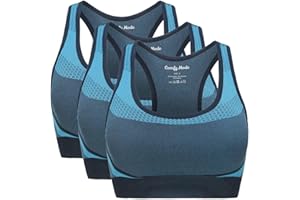 Comfy Mode Damen Sport BH, Bustier ohne Bügel, Push up, gepolstert für Fitness und Yoga, Mit Rueckenfrei, Große Größen S-XXXL 3er-Pack