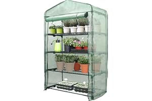 JonesHouseDeco Upgrade Serra a 4 livelli 102x49x158 cm Mini serra portatile per interni ed esterni Copertura in PE trasparente Roll Up Chiusura a zip G310A01