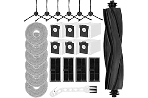 OUPUVEN Kit de Accesorios de Repuesto para Dreame L10s Pro Ultra Heat/L10s Ultra Gen 2/X30 Ultra/Mova E30 Ultra Aspiradora, Incluye 1 Cepillo de Goma, 6 Paños, 6 Bolsas de Polvo, 4 Cartuchos Filtrantes