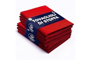 Tovaglioli di stoffa di cotone LivinEase - Confezione da 12 tovaglioli da tavola rossi - Tovaglioli di stoffa grandi riutilizzabili in cotone 100% 46 x 46 cm (Red)
