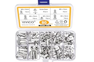 YIYICO Zestaw śrub do wiązania, metalowa okrągła główka do mocowania Chicago, nity do samodzielnego montażu, dekoracja skórzana, introligatorska, 80 zestawów (80 zestawów)