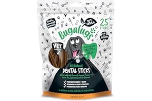 Bugalugs Dental Sticks - Natural Dog Treats & Chews for Teeth Cleaning, Plaque Removal & Breath Freshening - Grain Free