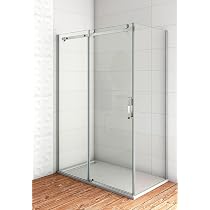 Aica Duschkabine 110x70 Cm - 8mm Nano Glas, Verchromter Rahmen, Höhe 195 Cm