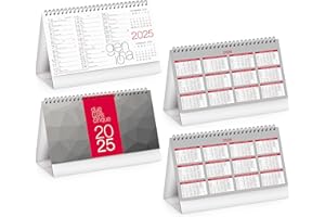ADVWEB ADVERTISING SOLUTIONS Advweb - Calendario da scrivania, da gennaio a dicembre 2025, mensile, agenda giornaliera, calendario da tavolo, calendario accademico per scuola, ufficio, casa, filo doppio, 19 x 18 cm