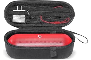 ProCase Funda Rígida para Beats Pill Altavoz Inalámbrico Portátil, Bolsa de Transporte Protectora con Correa Bolsillo Extra de Malla -Negro