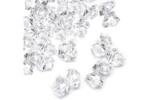 Jucoan 1000 PCS Fake Ice Cubes, 5.5 lbs 2.5 cm Irregular Acrylic Crushed Ice Rocks, Artificial Crystals Diamond, Clear Acrylic Treasure Gems for Table Scatters, Vase Filler, Wedding, Party Decoration