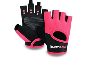 BEAST RAGE Gym Gloves for Men and Women, Breathable Weight Lifting Gloves with Non-Slip Silicon Padded Protection, Ladies Fitness Training Gloves for Workout,Cycling,Fitness Exercises.