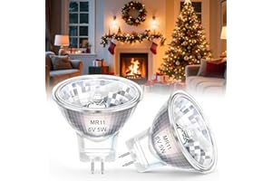 Blakapoo MR11 GU4 5W 6V Christmas Halogen Bulb, Bi-Pin Dimmable Spotlight Bulbs, 35 * 35mm Warm White 2700K, Low Voltage Reflector Light Bulb for Xmas Fibre Optic Tree Decorations, 2 Pack