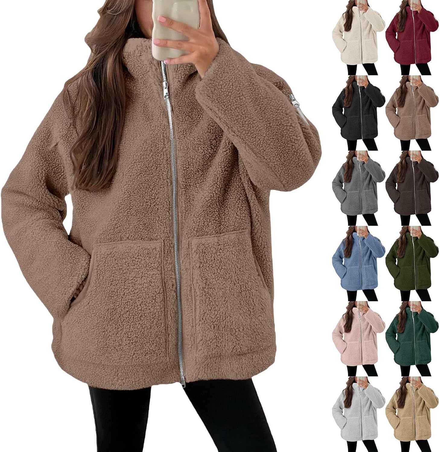 Technische Daten & Spezifikationen : Damen Teddyjacke Teddyfleece Fleecejacke Warm
