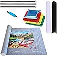 HBSTUDIO Puzzle Mat Roll Up 2000 Pieces, Thicker Puzzle Roll Up Mat, Jigsaw Puzzle Mat Roll Up 1000 1500 Pieces, Store and Transport Jigsaw Puzzle,4 Pcs Puzzle Sorting Trays, 1 Pack Grey Felt Mat