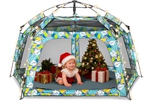 Funsland Kojec dla niemowląt, składany, 8S Pop Up dla dzieci, kojec dla dzieci z siatką wentylacyjną i daszkiem przeciwsłonecznym, dla 3-4 osób, przenośny, do użytku wewnątrz i na zewnątrz, na plażę