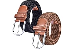 Chalier 2x Ceintures Femme Homme Elastiques Belt Tressées Extensible pour Jeans Robe Pantalons avec Boucle