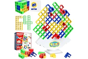 WAYBWZDQ Tetra Tower Spiel,64 PCS Tetris Tower Balance Game Tetris Spiel Kinder Tetris Balance Spielzeug Tower Game Schaukelstapel Balance Spiel Balance Spielzeug Kinder,Tetris Balance Toy
