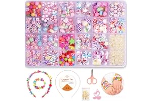 SONEER Children DIY Bead Set, DIY Bracelets Necklaces Beads for Bead Kids Bead Necklace Making,Art Craft & Jewellery Making for Kids for Girls