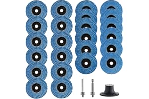 HAPPOW Set di 27 dischi a ventaglio, con 24 dischi a ventaglio da 50 mm, 1 vassoio e 2 aste in metallo, dischi abrasivi per smerigliatrice angolare, smerigliatrice a ventaglio con grana 40/60/80/120,