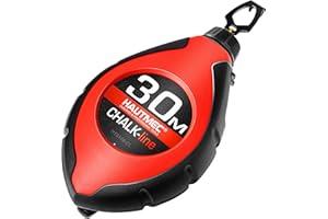 HAUTMEC Pro Compact Chalk Line,30m/100ft Chalk Reel/Box,6 Ratio Speed Winding,Bold Chalk Line & Integrated Handle Release,for Carpenters and Builders HT0108-CL