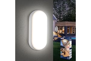 Letlit Luz LED con Sensor de Movimiento, 18W 1800LM Plafon con Sensor Crepuscular, 4000K Aplique Pared Interior, IP54 Lampara Techo Baño para Exterior Escaleras Pasillo Garage Sotano Balcon, 1 Pack