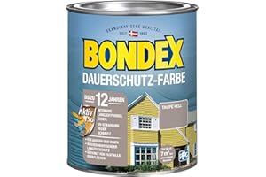 Bondex Dauerschutz Farbe Taupe hell 0,75 L für 7 m² | Hervorragende Farbstabilität | Wetter- und UV-Schutz - bis zu 12 Jahre | Seidenglänzend | Dauerschutzfarbe | Holzfarbe