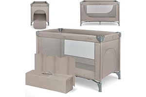 KIKKA BOO KikkaBoo Lettino da Campeggio SO GIFTED 2026, Culla Neonato da Viaggio 120x60 cm, Fino a 15 kg, Pieghevole, Portatile e Compatto, Borsa da Trasporto, Beige Scuro