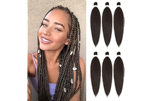 DT CHERYL Rajout Cheveux Tresses 66cm Lot De 6 Extensions De Cheveux TresséS Pré-éTiréS EZ Yaki Texture Braids Meches Cheveux Naturel Extension Pre Stretched Braiding Hair(4#)