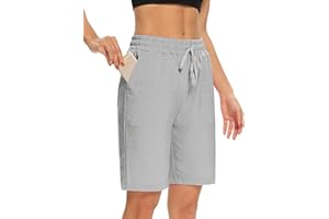 EUHOM Shorts Damen Sommer Bermuda Shorts Casual Kurze Hose Sportshorts Baumwolle Kurz Sporthose Jogginghose Knielang Yoga Running mit Taschen