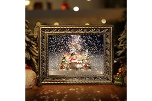 ‎KSSIAZ Kssiaz LED Schneekugel Weihnachten mit Spieluhr, Elektrische Schneekugel Weihnachten Bilderrahmen mit Musik & Licht & Timer Schneemann Weihnachtslicht Batteriebetrieb/USB Beleuchtung, Messing Gold