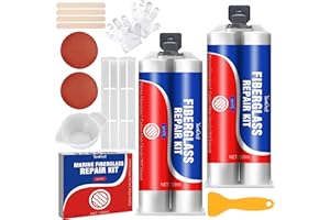 YUMCRAFT Kit de Reparación de Fibra de Vidrio Marino Blanco, 100ml Kit Fibra de Vidrio Y Resina, Kit Reparacion Plato Ducha Resina para Barcos, para Scratche, Grieta, Agujero, Marine Fiberglass Repair Kit