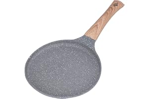 CAIQINLEN Comal per Tortillas Piastra per Tortilla Padella per Pancake Padella per Crepes Comales Para Tortillas, Padella per Pancake a Fondo Piatto Piastra a Induzione Padella in Lega di Alluminio Grigia Padel