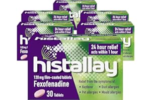 Histallay Hayfever & Allergy Relief Tablets, 180 Tablets, 120mg Fexofenadine, Antihistamine, 24hr Relief Acts Within 1hr, Relieves Hayfever, Pet, Dust and Mould Allergies (6 Month Supply)