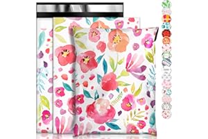 Wanxida Lot de 100 pièces Sacs d'expédition plastique Enveloppes postales Couleur, 25cm x 35cm (Fleur)