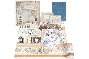 Lychii Kit d'accessoires de Scrapbooking de 311 Pièces, Vintage Bullet Journal Scrapbook Kit avec A6 Grille Carnet, DIY Cadeau de Scrapbooking pour Adolescentes