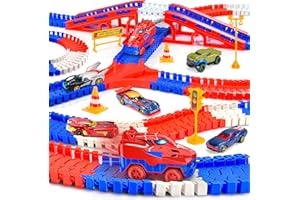 Supocol 251 PCS Spider Spielzeug Rennbahn Auto, Spielzeug ab 3 4 5 6 Jahre Autorennbahn für Kinder Geschenk Junge 3-6 Jahre Flexible Track Kinderspielzeug ab 3-6 Jahre